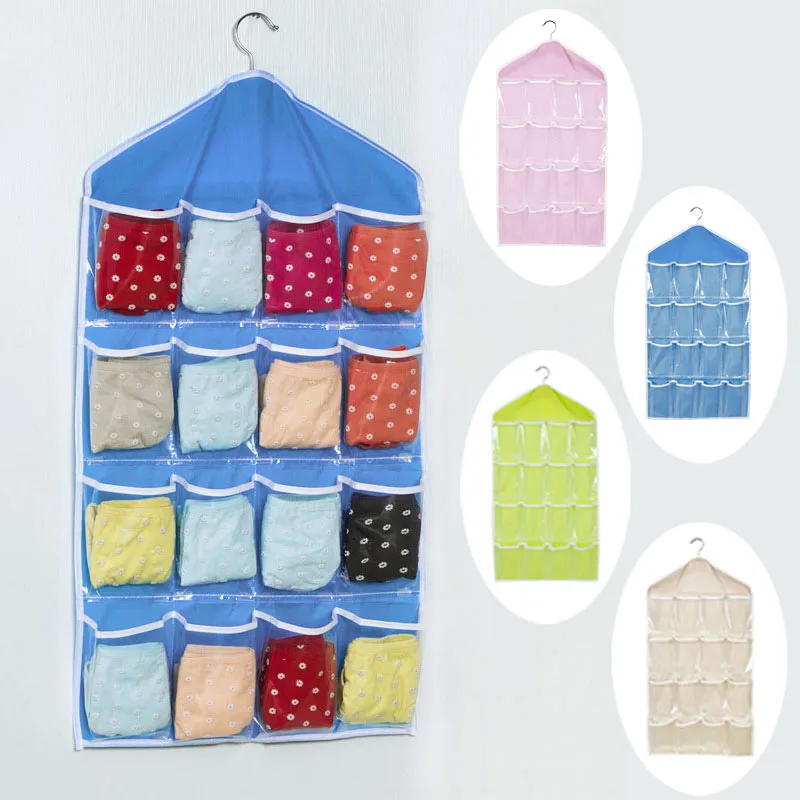 16 Pockets Foldable Wardrobe Hanging Bags Socks Briefs Organizer Clothing Hanger Closet Shoes Underpants Storage Bag