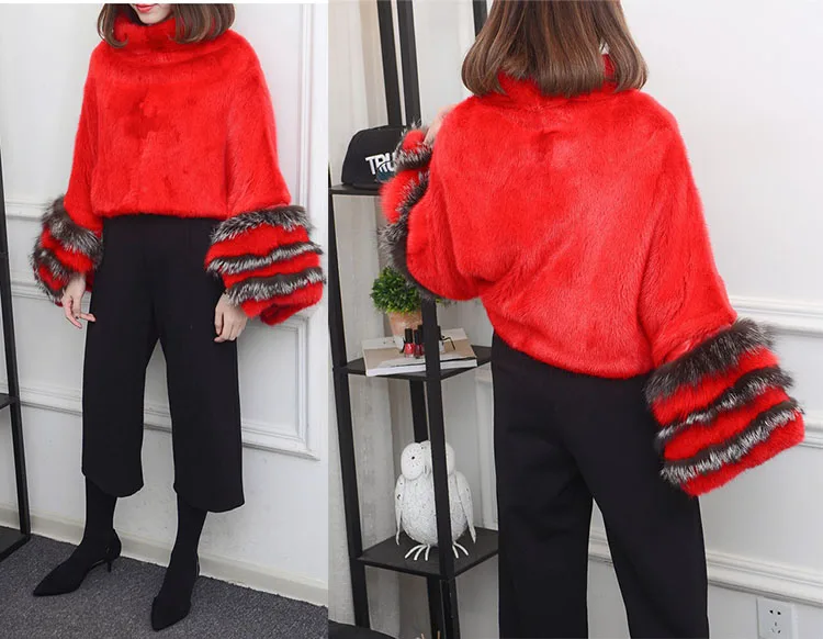 luxury brand genuine natural mink fur poncho coat (7)