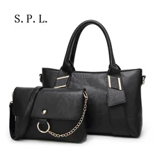 S.P.L. marca de Moda de Las Mujeres de Cuero Bolso de Cadena Pequeña Bolsa de Hombro + Bolso de Diseño de Lujo del bolso de Totalizador de Las Señoras conjunto