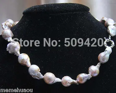 

Free Shipping Elegant Fashion 12-16mm South Baroque Lavender Akoya Pearl Necklace 18