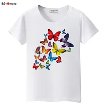 BGtomato, летняя цветная футболка с бабочкой, Женская милая одежда, футболка, крутой топ, футболки, брендовая футболка для влюбленных, кавайная футболка размера плюс