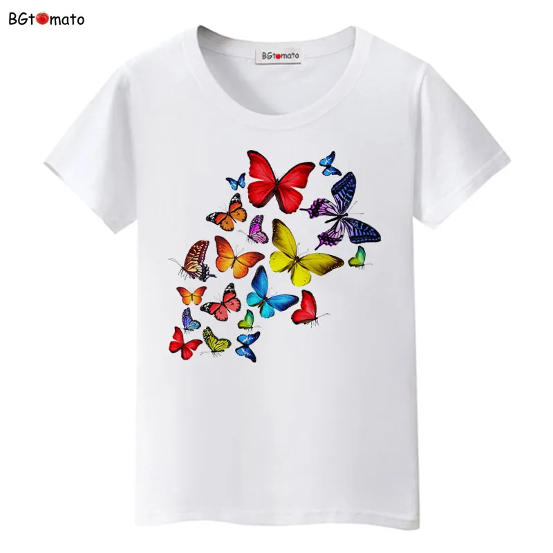 bgtomato summer colorful butterfly t shirt women beautiful t shirt design for summer