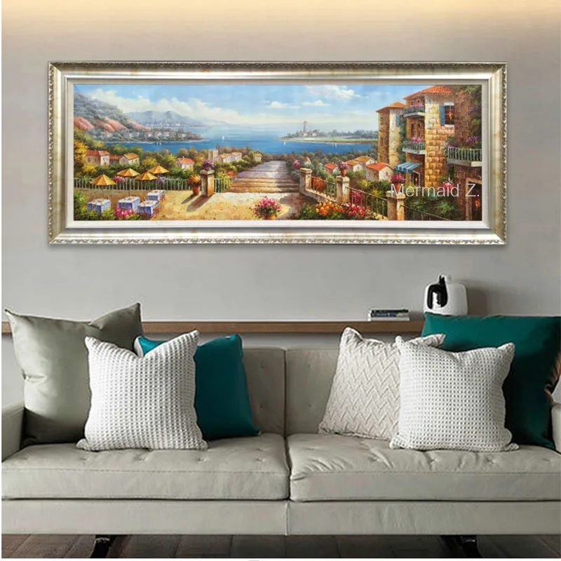 

Hand-Painted Thomas Kinkade the paintings canvas painting Seascape oil painting decorative paintings thick paint palette knife