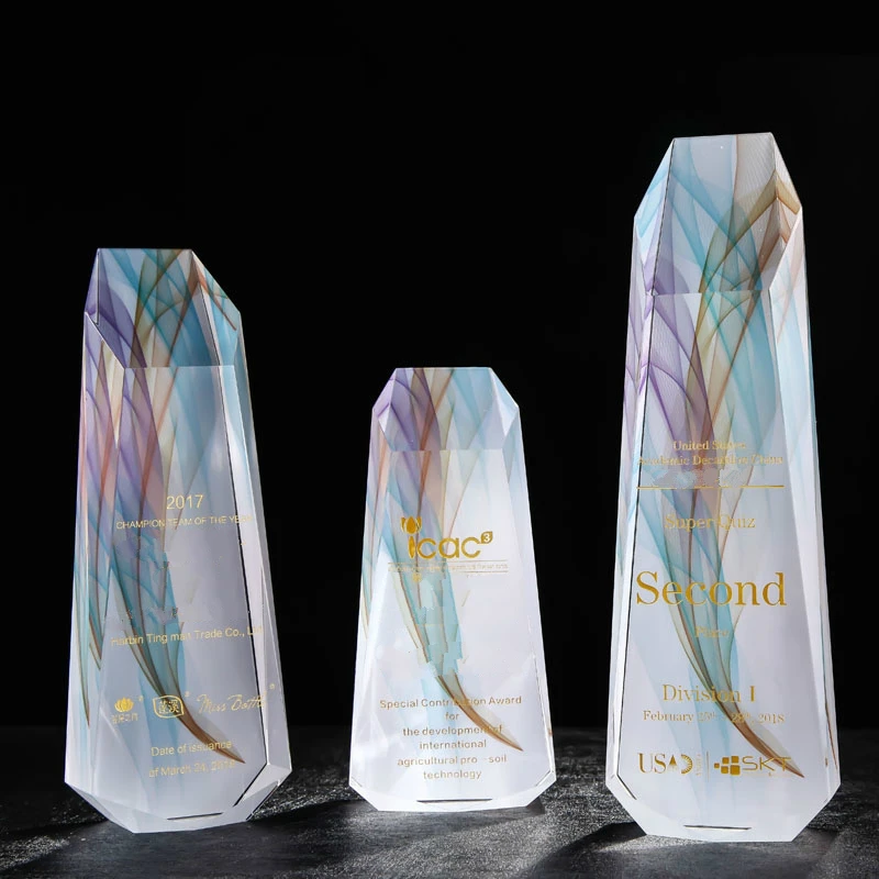 

Hot Inclined Plane Colour Printing The Summit Of Iceberg Crystal Trophy Customized Awards Match Prize Excellent Staff Trophy Cup