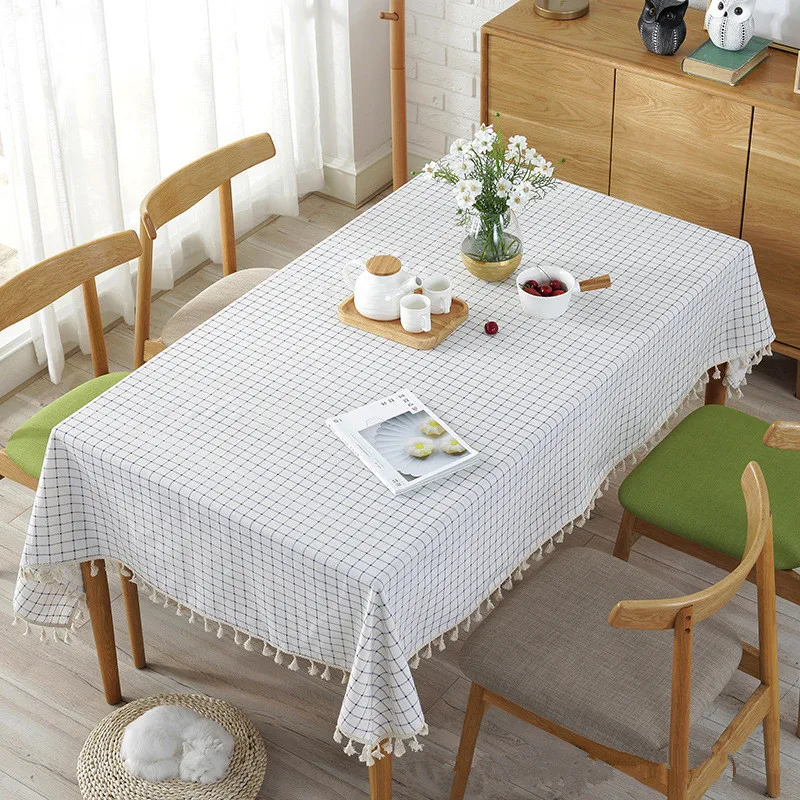 Нордическая INS белая льняная скатерть с бахромой, прямоугольный стол с квадратной крышкой, домашнее украшение для кухни, свежее искусство WTOBOYS5