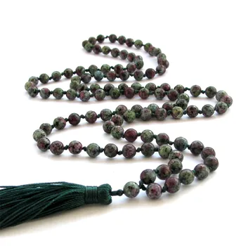 

Natural Faceted Anthocyanite Peach Stone 108 Buddha Beads Necklace/Bracelet Female Yoga Meditation Tassel Knotted Mala Dropship
