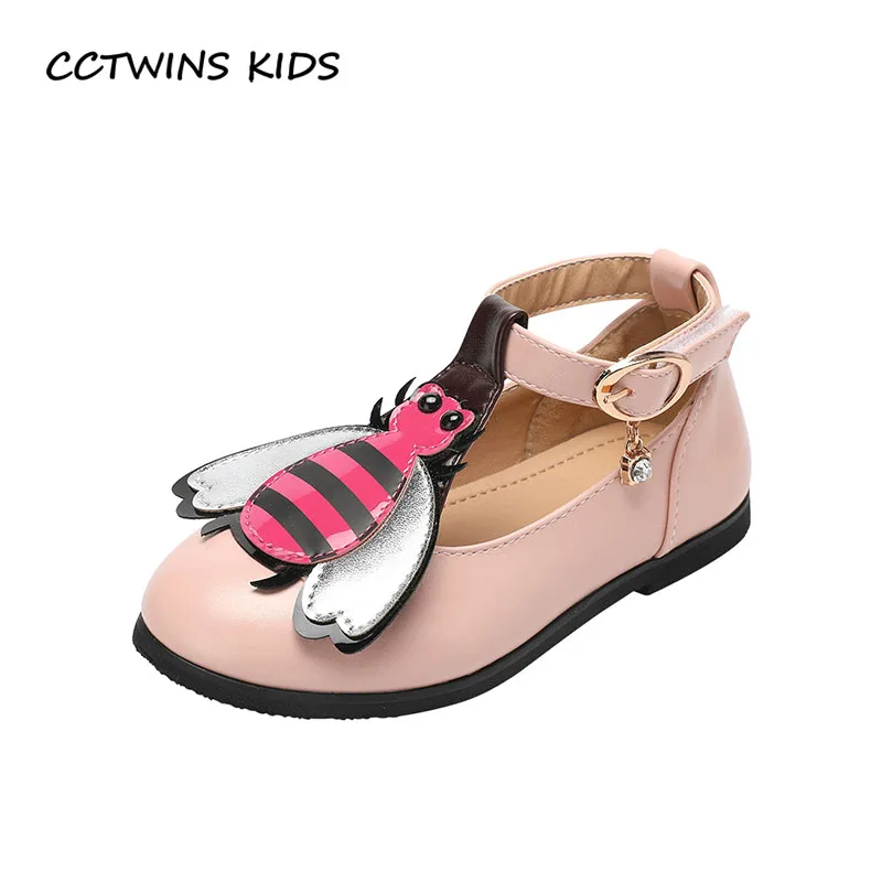 

CCTWINS KIDS 2018 Summer Girl Fashion Bee Princess Party Shoe Children Pu Leather Flat Baby Black Mary Jane GM2022