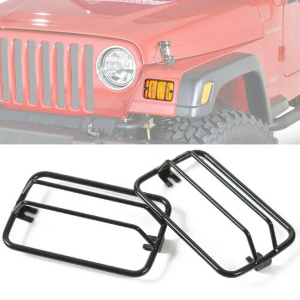 

Front Bumper Side Turn Signal Light Guard Cover For Jeep Wrangler TJ 1997-2006
