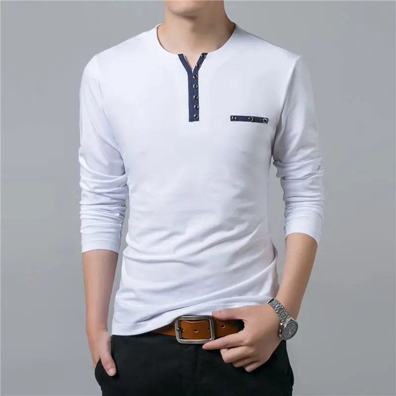 COODRONY Cotton T Shirt Men 2018 Spring Autumn New Long Sleeve T-Shirt Men Henry Collar Tee Shirt Men Fashion Casual Tops 7617 HTB1jMbIPpXXXXX1aXXXq6xXFXXXh - COODRONY Cotton T Shirt Men 2018 Spring Autumn New Long Sleeve T-Shirt Men Henry Collar Tee Shirt Men Fashion Casual Tops 7617