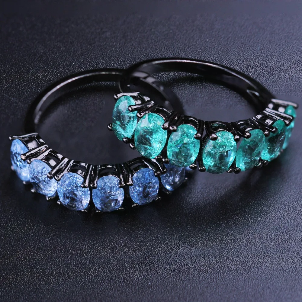 Fusion Stone 2 Pcs/Lot Stylish Couple Rings Copper with White/Black Plated Double Rings for Fashion Women Jewelry RFX001392