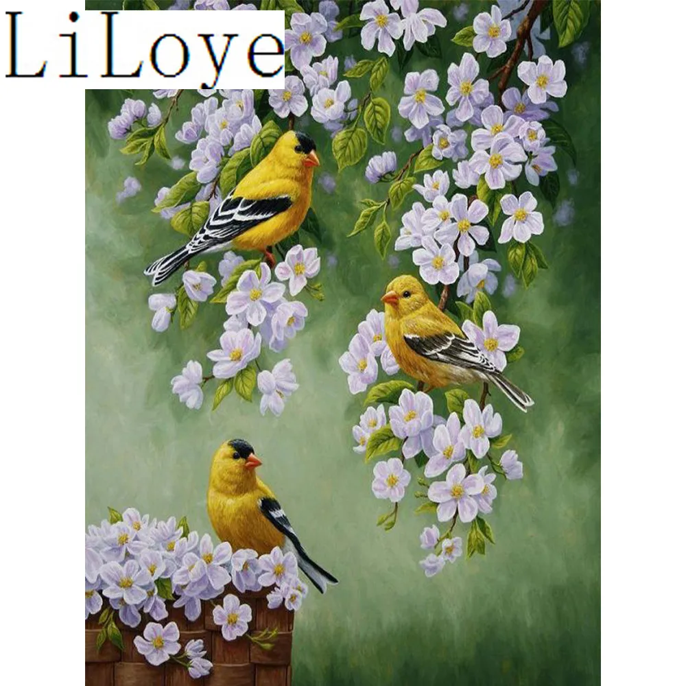 

LI LOYE 5D Diamond Embroidery Flowers birds DIY Diamond Painting Cross Stitch Rhinestones Mosaic Sticker Decor paintings QW975