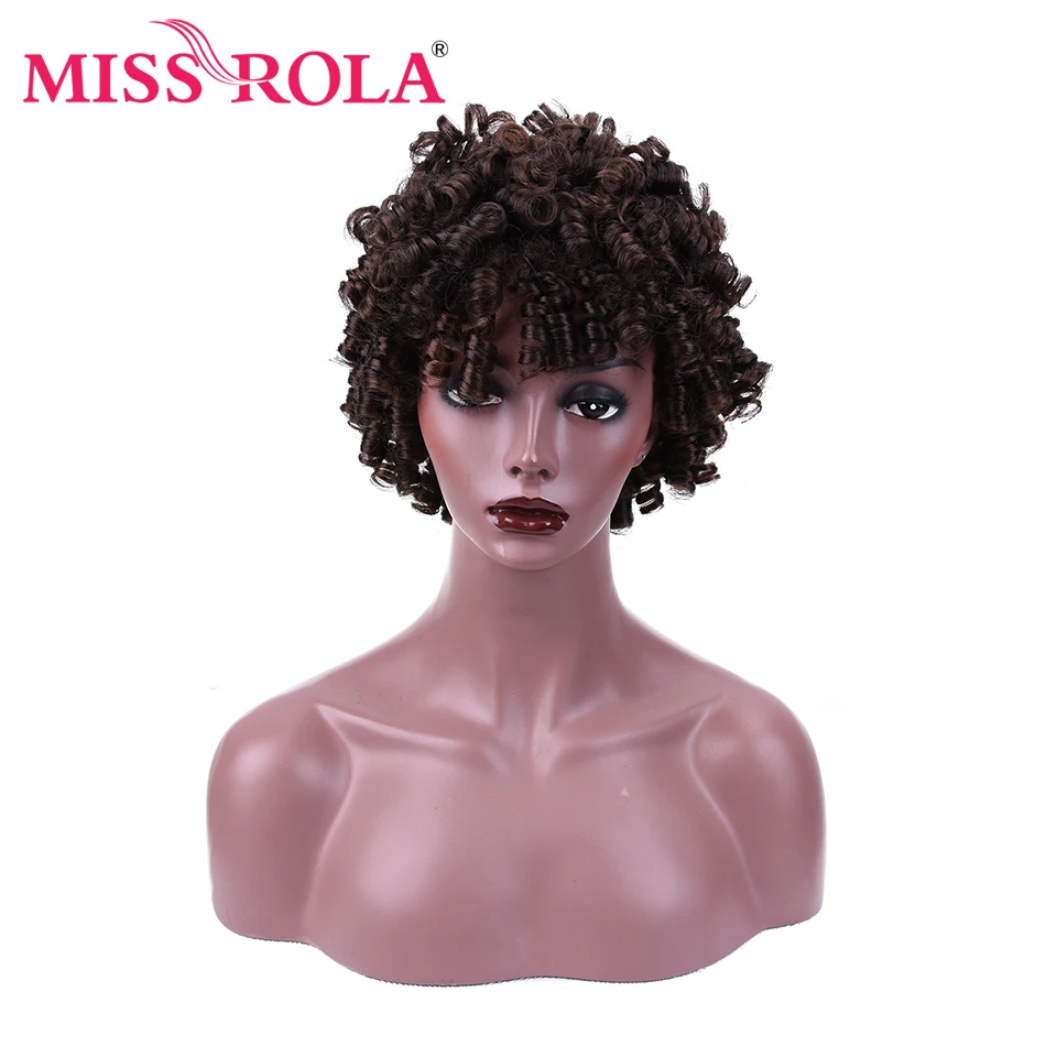 Мисс Рола синтетические волосы парик для черных женщин африканские вьющиеся волосы парик 8 дюймов темный цвет парик с короткими волосами