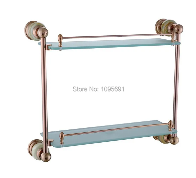 European style, luxurious rose gold brass + frosted glass+jade dual