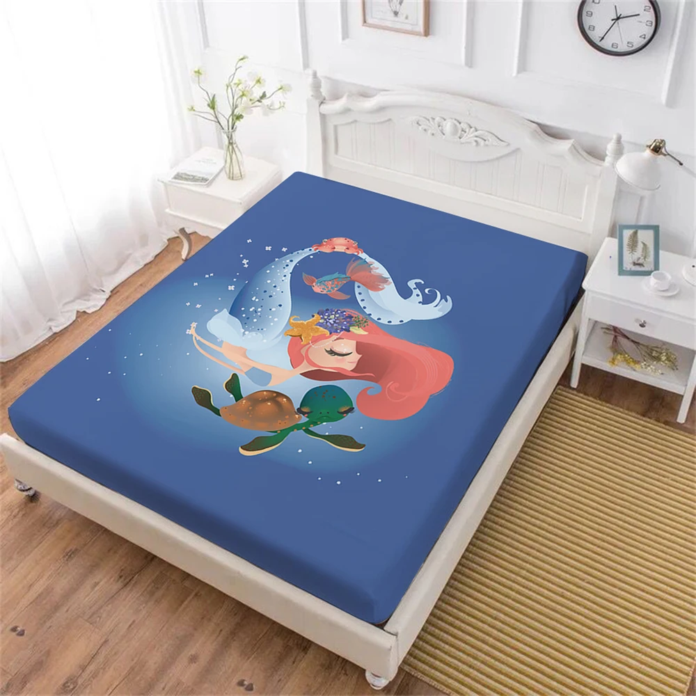 Детская кровать с рисунком из мультфильма Dreamlike простыня Русалочки С черепашками