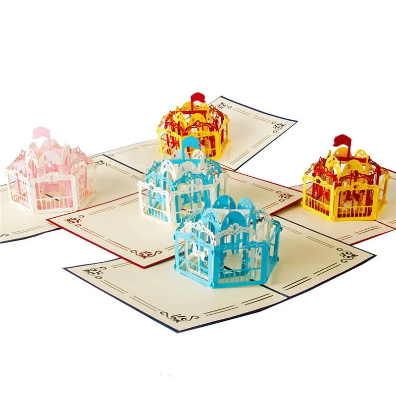  3D Laser Cut Handmade Carving Merry-go-round Whirligig Shape Paper Invitation Greeting Card PostCar - 32793791312