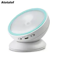 Atotalof инфракрасный PIR движения Сенсор светодиодный настенный светильник USB зарядки 5 светодиодный Беспроводной свет для кабинета Ванная