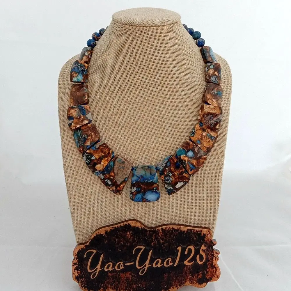 

19'' Mixed Color Sea Sediment Imperial Stone Graduated Necklace