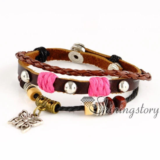 butterfly leather bracelets wholesale leather wrap bracelet charm bracelet brands leather cord ...