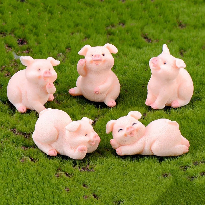 

Artificial Miniature Cute Pig Resin Craft Bonsai Micro Landscape Small Ornaments Accessories Home Garden Decoration Random Style
