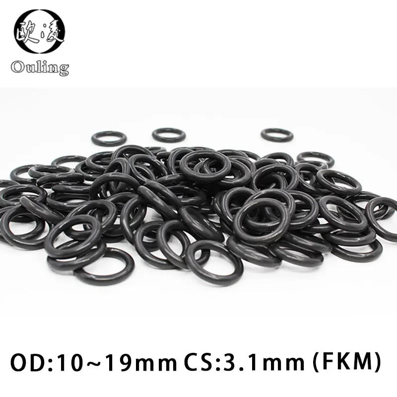 10 개/몫 O-링 씰 블랙 불소 고무 링 FKM CS 3.1mm OD10/11/12/13/14/15/16/17/18/19/20mm 내마모성 오일 가스켓