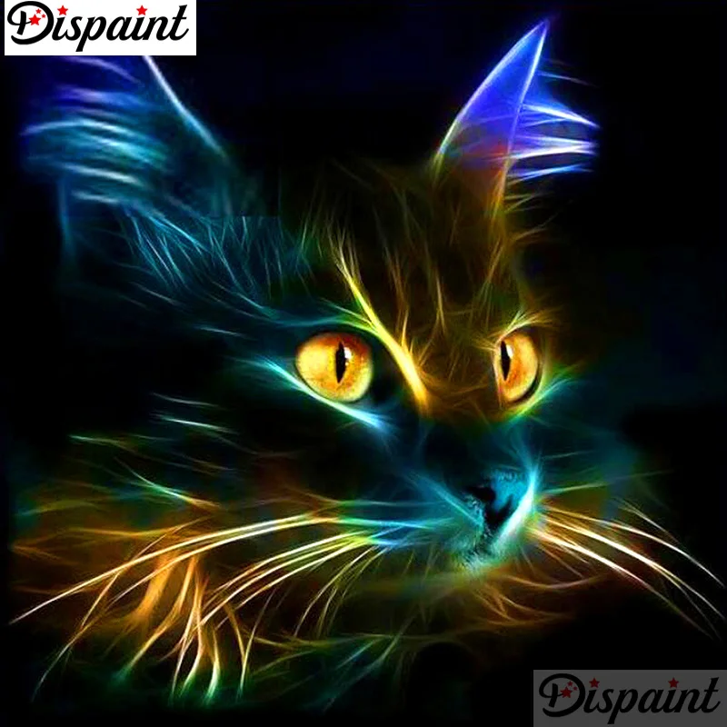 

Dispaint Full Square/Round Drill 5D DIY Diamond Painting "Luminous cat" Embroidery Cross Stitch 3D Home Decor Gift A11406