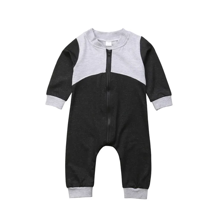Newest Newborn Baby Boy Zip Up Zipper Long Sleeve One Piece Outfit