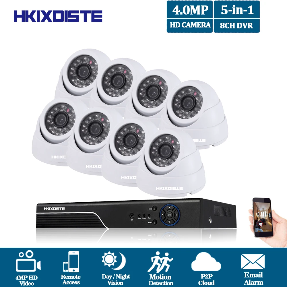 

HKISDISTE Security Camera System 8ch CCTV System 8 x 4.0MP CCTV Camera Surveillance System Kit Camaras Seguridad Home 2TB HDD