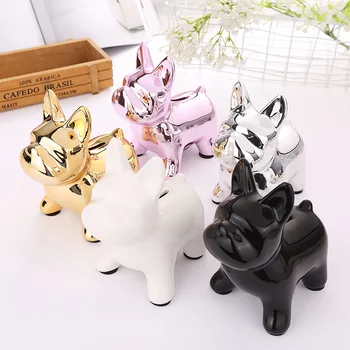 

European Ceramic Crafts Bulldog Piggy Bank Home Decor Cute Piggy Bank Ornaments Creative Bulldog Money Box