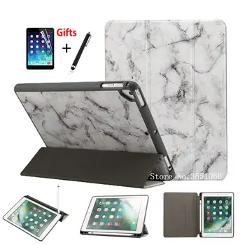 

Marble Pattern Case For iPad 9.7 inch 2018 2017 Cover With Pencil Holder For iPad Air 1 2 Pro 9.7 Stand Funda Shell +Stylus+film