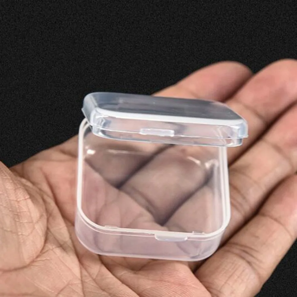 (1Piece) 3.5X3.5X1.5cm Mini Clear Plastic Small Box Fashion Jewelry Earplugs Storage Boxes Case Container Beads Organizer 4 pcs clear plastic box display case beads storage container 72x52mm plastic storage box