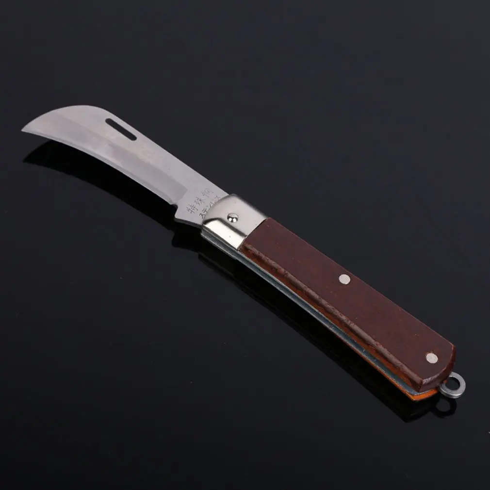 

Electric knife with wooden handle straight Multifunction Cable knife wire stripping Folding and hooking for easy storage