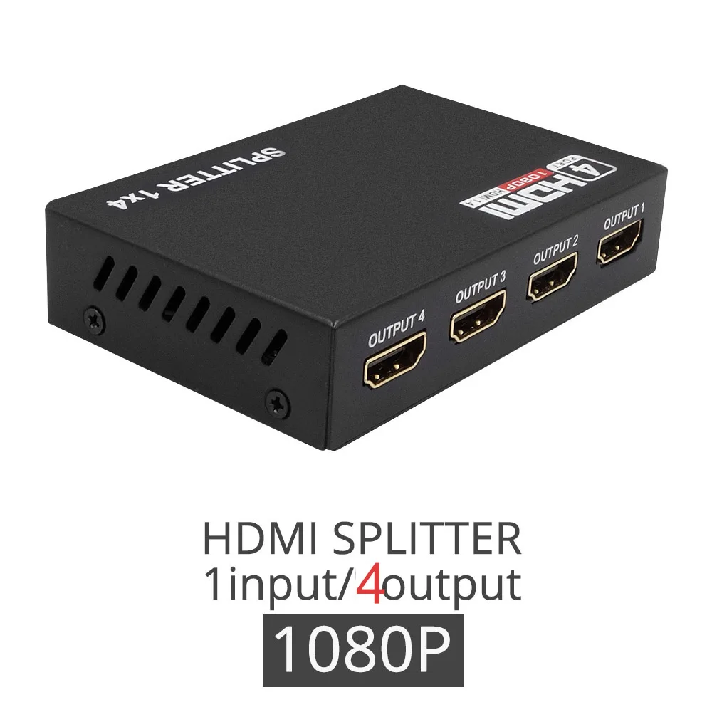 Full HD HDMI split ter 1080P 2K* 4K видео HDMI 1X4 1X8 split 1 in 4/8 Out двойной дисплей Источник питания без переключателя для HDTVDVD PS3 Xbox - Цвет: To 4P 1080P