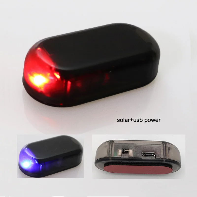 ZHUOTOP Alarme de Voiture Anti-vol sans Fil Factice Lampe Solaire LED Avertissement Imitation S/écurit/é pour la Nuit Rouge
