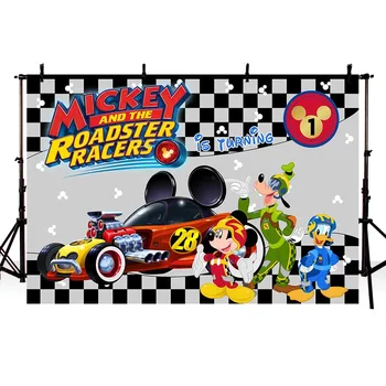 

Background Photography Roadster Racers Mickey for Boys Black Grey Buffalo Plaid Birthday Party Photo Backdrop Photo Studio Prop