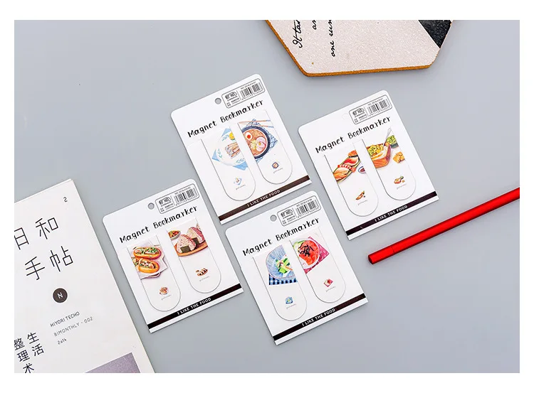 2 шт./компл. творческая пища закладки для книг симпатичный магнит закладки для книг Kawaii металлические закладки для книги подарки для детей