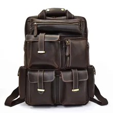 Retro Men Crazy Horse Leather Backpack Genuine Leather High Quality Travel Male Bags Large Capacity Bolsa Grande Cowhide Pack Retro Men Crazy Horse Leather Backpack Genuine Leather High Quality Travel Male Bags Large Capacity Bolsa Grande Cowhide Pack