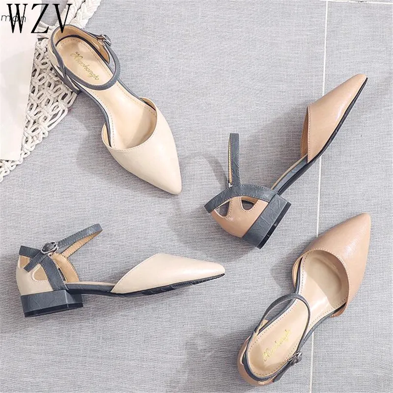 

New 2019 Spring Summer Women Square High Heels Shoes Woman Ladies Flock Ankle Strap Heels Pumps Female Elegant Wedding Shoes