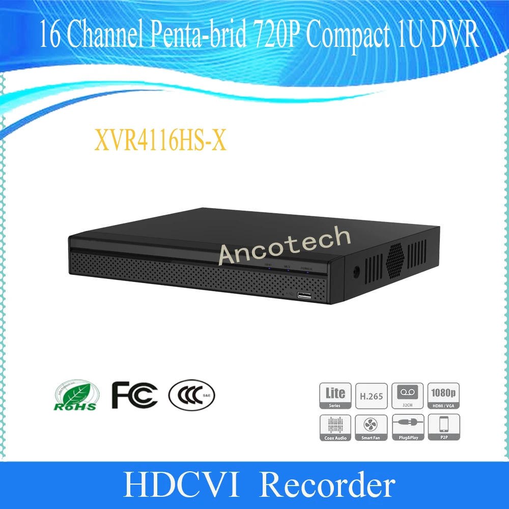 Бесплатная доставка Dahua оригинальный английская версия CCTV 16Ch безопасности пента-Брод H.265 H.264 720 P компактный 1U DVR DHI-XVR4116HS-X