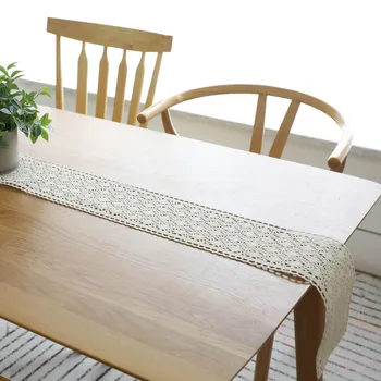 

10pcs/lot Wedding Decoration Europe Vintage Beige Table Runner Party Ceremony Decor American Crocheted Table Runners 15*260cm