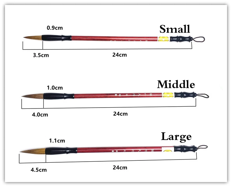 Высокое качество Китайская традиционная ручка-кисть для каллиграфии живопись большая средняя маленькая Обычная скрипт кисточки для письма 3 шт