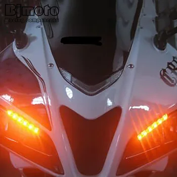 

BJMOTO 10pcs Motorcycle Tail Brake Lights Turn Signal Light Strip Indicators Blinkers Flexible Bendable Stop Amber Taillight