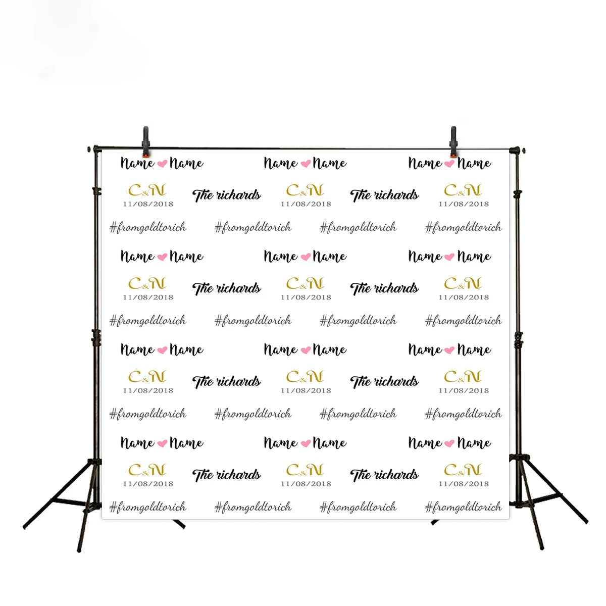 

MEHOFOTO Photographic Background Gold LOGO Custom Made Date Repeat Wedding Photocall Photography Backdrops Photo Studio Props