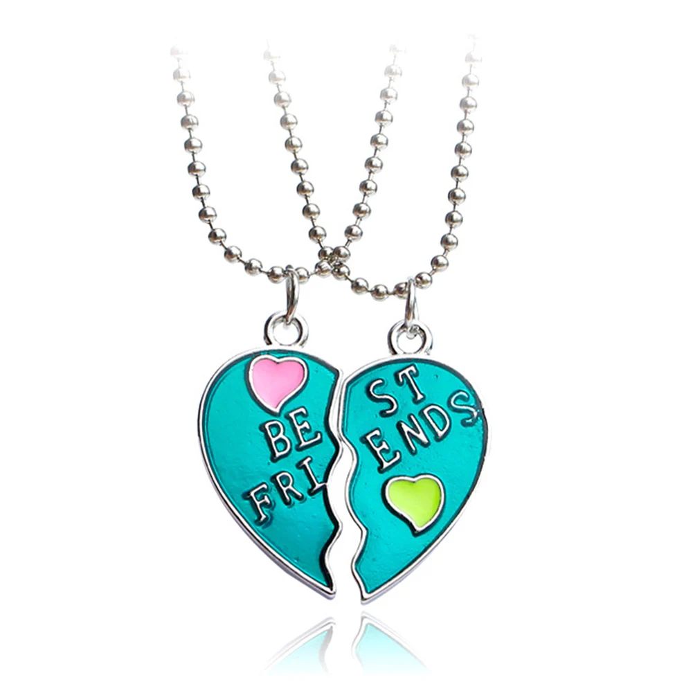 

Best Friends BFF Necklaces For 2 Heart Candy color Bestfriend Necklace Cute Friendship Keepsake Gift For Girls Jewelry