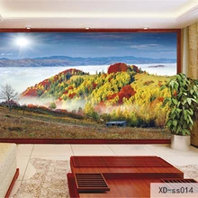 Пользовательские 3D печать DIY ткань и текстильные обои для фотообои пейзаж матовый шелк для гостиной лес небо пейзаж облако