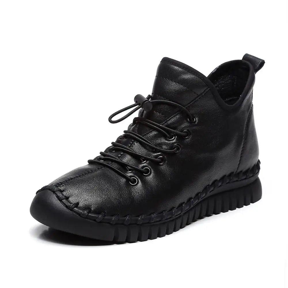 

2018 New Women Genuine Leather Boots Vintage Style Flat Booties Soft Cowhide Women's Shoes Ankle Boots Female Autumn Winter