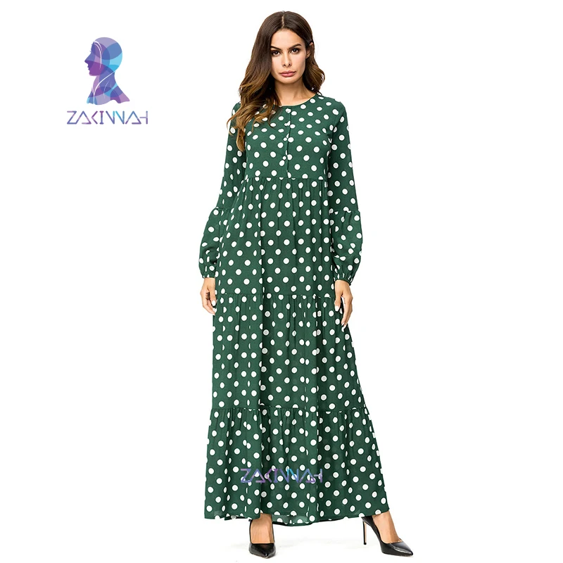 

Women Plus Size Robe Abayas Dubai Muslim Long Sleeve Green Maxi Dress Turkey Malaysia Turkish Kaftan Islamic Clothing