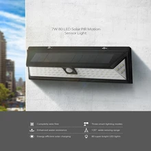 Jiguoor водонепроницаемый 80 светодиодный солнечный свет открытый сад свет PIR датчик движения аварийная настенная лампа-бра с питанием от солнечной панели 3,7 в