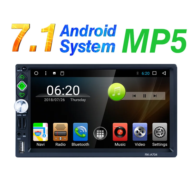 Sale Full HD 1080P 7-inch 2DIN QUAD-core Android 7.1 Car Multimedia Player GPS Navigator Steering Wheel Control FM/AM/RDS Radio 3