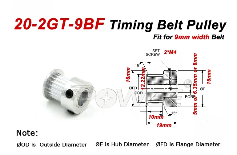 20 dentes diâmetro 5 6 6.35 8mm