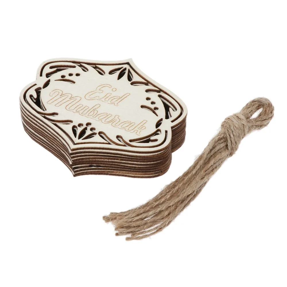 

1 Set DIY Eid Mubarak Muslim Home Decoration Ramadan Decor Pendant Wooden Hollow Ornament Crafts Activities Gifts With Ropes Isl